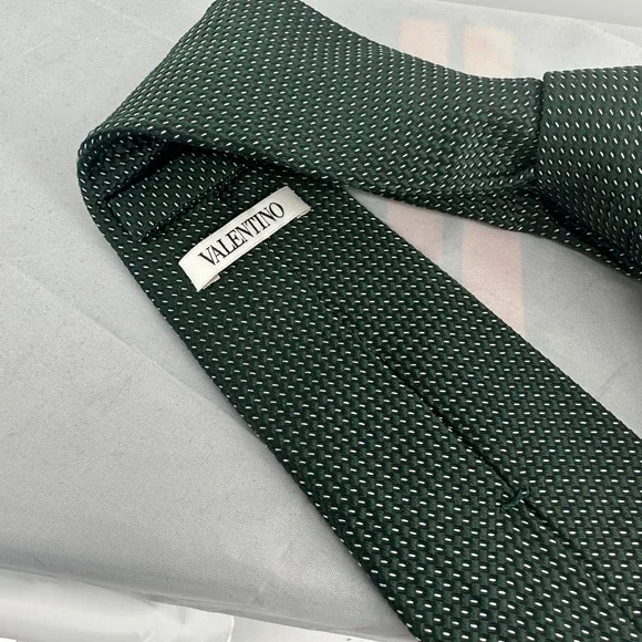 Valentino green black pattern silk tie